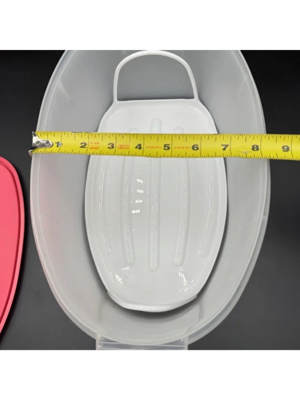 Vintage Tupperware Oval Modular Mate Storage Container With Bright Pink Lid